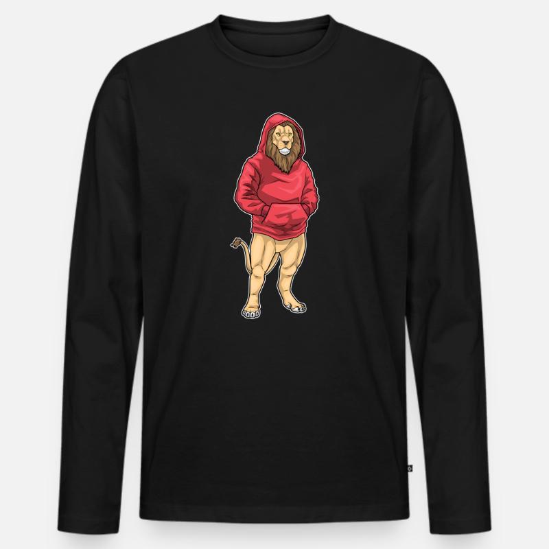 Löwe Winter - Männer Premium Bio Langarmshirt - Schwarz