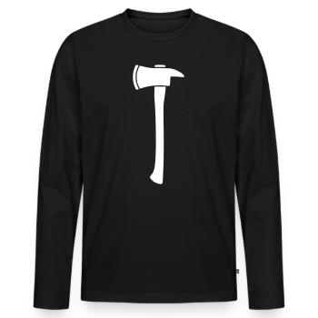 Firefighter Axe Hatchet Silhouette Vector - Men's Premium Organic Long Sleeve Shirt - black - Front - Nico (187cm)