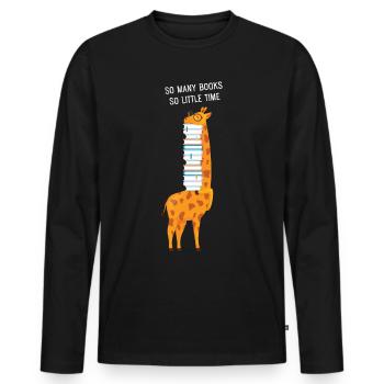 Giraffe, So Many Books So Little Time - Männer Premium Bio Langarmshirt - Schwarz - Vorne - Nico (187cm)