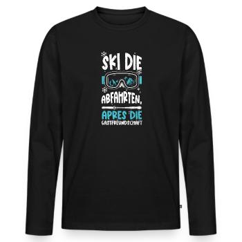 Ski die Abfahrten, Apres die Gas... - Männer Premium Bio Langarmshirt - Schwarz - Vorne - Nico (187cm)