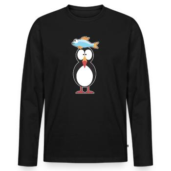 Puffin Papageitaucher Papageientaucher - T-shirt manches longues Premium bio Homme - noir - Devant - Nico (187cm)
