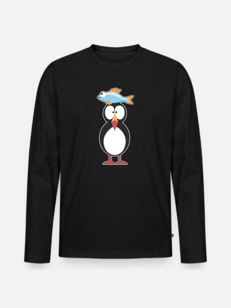 Puffin Papageitaucher Papageientaucher - Männer Premium Bio Langarmshirt - Schwarz
