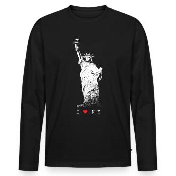 I Love NY New York Statue of Liberty USA Skyline NYC - Men's Premium Organic Long Sleeve Shirt - black - Front - Nico (187cm)