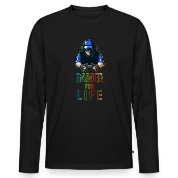 Gamer For Life Gift for Gamers & Gamers - Men's Premium Organic Long Sleeve Shirt - black - Front - Nico (187cm)