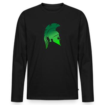 Sparta Design, grün - Männer Premium Bio Langarmshirt - Schwarz - Vorne - Nico (187cm)