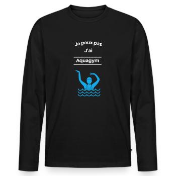 Je peux pas j ai acquagym - T-shirt manches longues Premium bio Homme - noir - Devant - Nico (187cm)