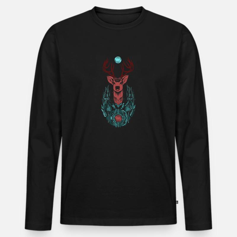Der Hirsch - Männer Premium Bio Langarmshirt - Schwarz