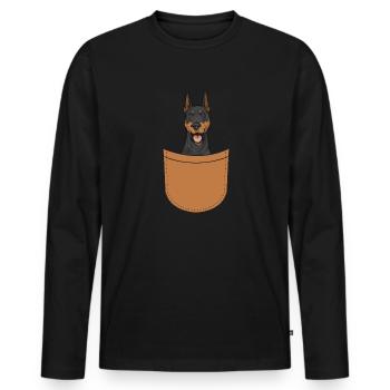 Doberman Pinscher Dog Dobie - Men's Premium Organic Long Sleeve Shirt - black - Front - Nico (187cm)