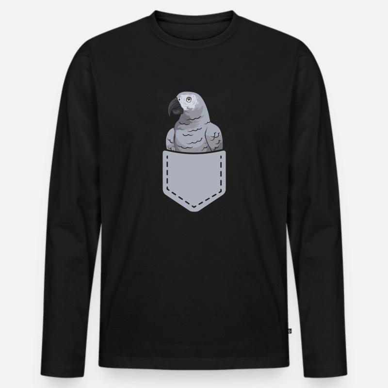 Graupapagei African Grey Parrot Papagei - Männer Premium Bio Langarmshirt - Schwarz