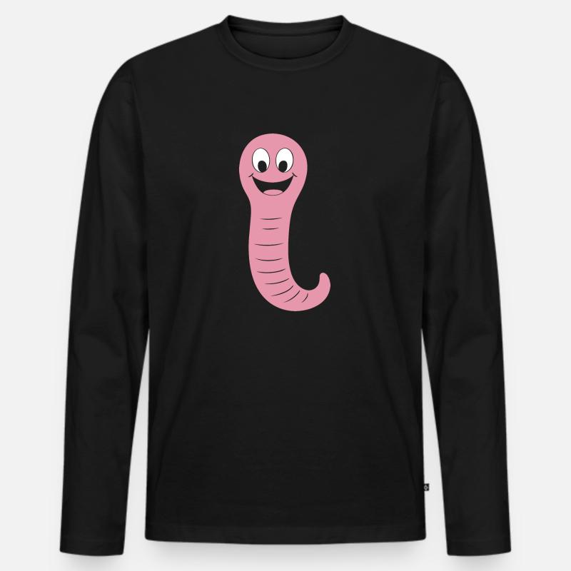 Regenwurm - Männer Premium Bio Langarmshirt - Schwarz