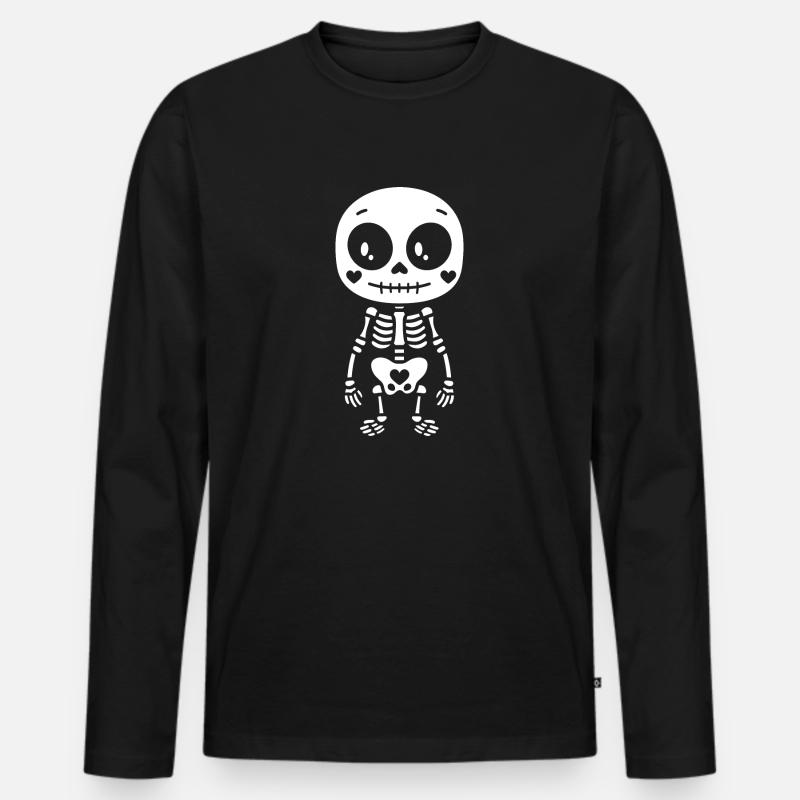 Skelett - Männer Premium Bio Langarmshirt - Schwarz