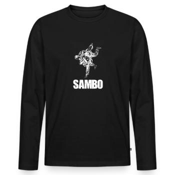 Sambo Arts Martiaux Russie URSS Costume de sport - T-shirt manches longues Premium bio Homme - noir - Devant - Nico (187cm)