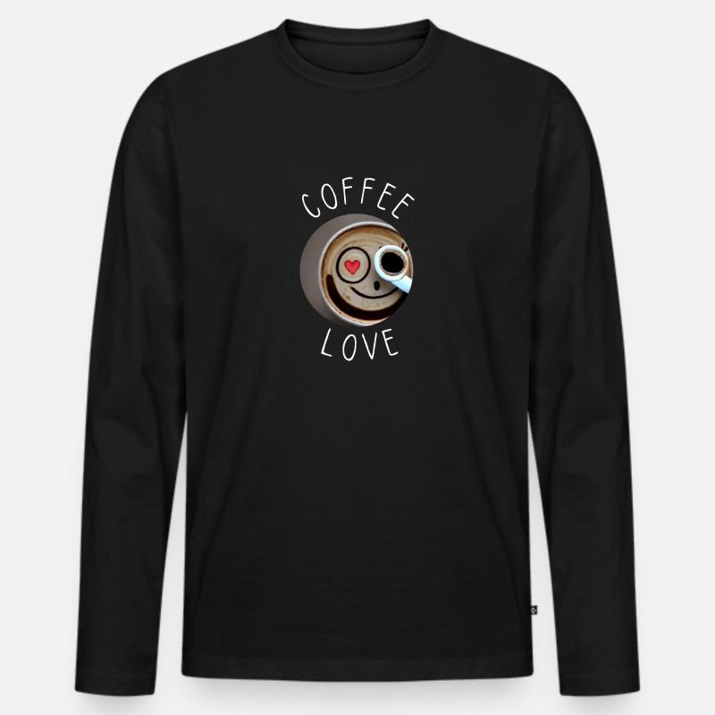 Kaffee-Liebe - Männer Premium Bio Langarmshirt - Schwarz