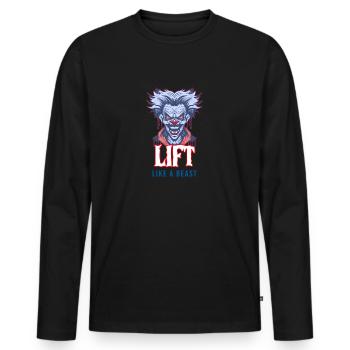 Heben Sie wie ein Tierclown - Männer Premium Bio Langarmshirt - Schwarz - Vorne - Nico (187cm)