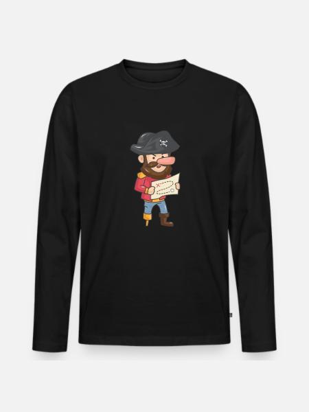 Pirat Piraten Schatzkarte X Geschenk Kreis - Männer Premium Bio Langarmshirt - Schwarz