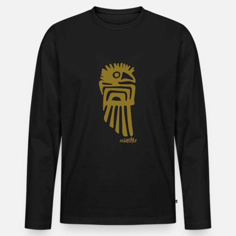 Azteken 3 - Männer Premium Bio Langarmshirt - Schwarz