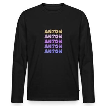 Anton - T-shirt manches longues Premium bio Homme - noir - Devant - Nico (187cm)