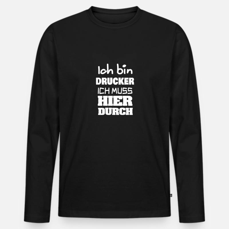 Beruf Drucker - Männer Premium Bio Langarmshirt - Schwarz