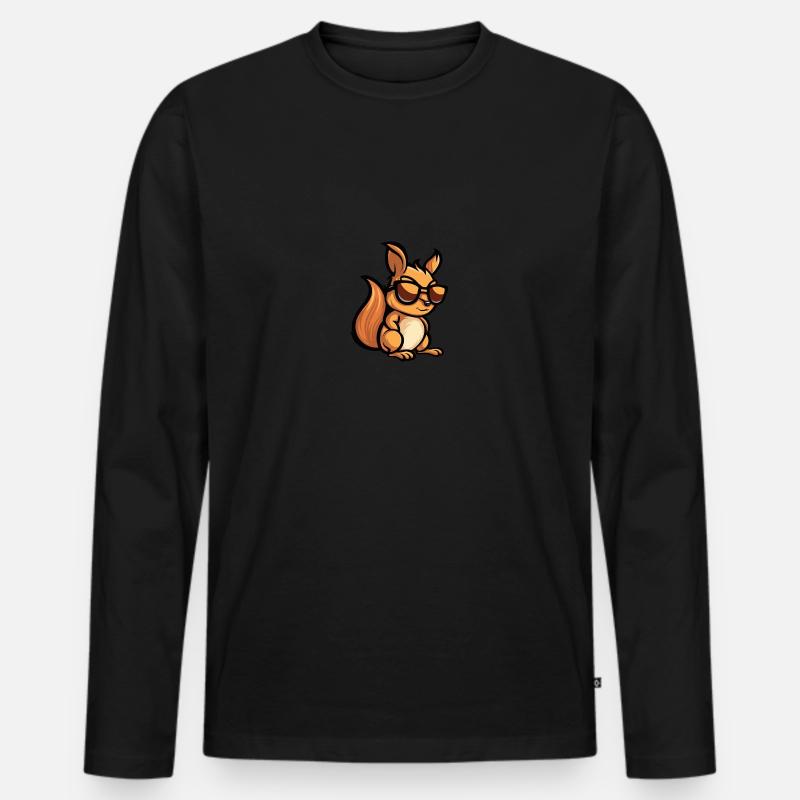 Eichhörnchen Cool Tier - Männer Premium Bio Langarmshirt - Schwarz