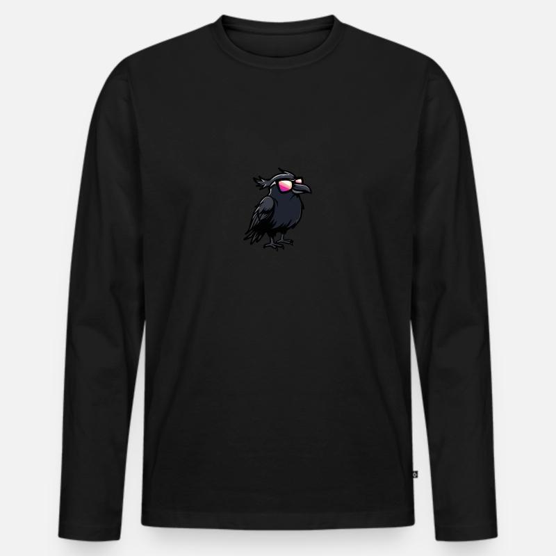 Rabe Krähe Cool Tier - Männer Premium Bio Langarmshirt - Schwarz
