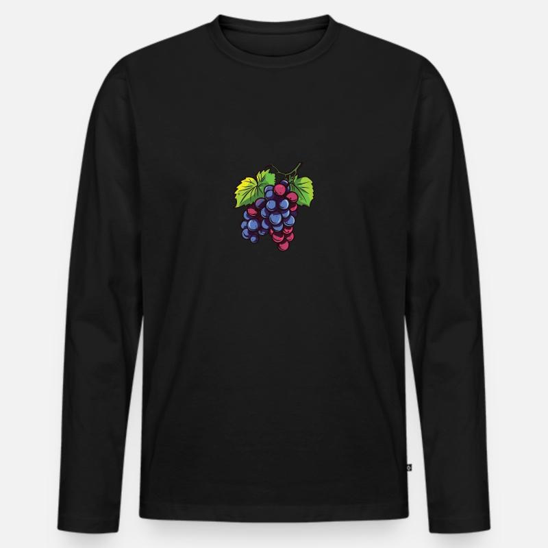 Weintrauben - Männer Premium Bio Langarmshirt - Schwarz