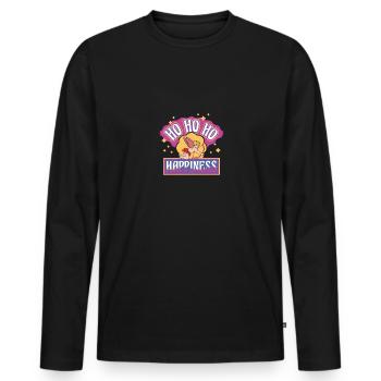 Ho Ho Ho Happiness Gift Christmas Angel - Men's Premium Organic Long Sleeve Shirt - black - Front - Nico (187cm)