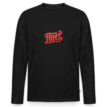 Flirt - Männer Premium Bio Langarmshirt - Schwarz - Vorne - Nico (187cm)