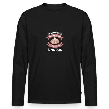 A life without garlic is possible, but pointless - Men's Premium Organic Long Sleeve Shirt - black - Front - Nico (187cm)