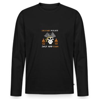 Pirat Rum Totenkopf Geschenk Spruch - Männer Premium Bio Langarmshirt - Schwarz - Vorne - Nico (187cm)