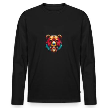 Maman ours et ours enfant - T-shirt manches longues Premium bio Homme - noir - Devant - Nico (187cm)