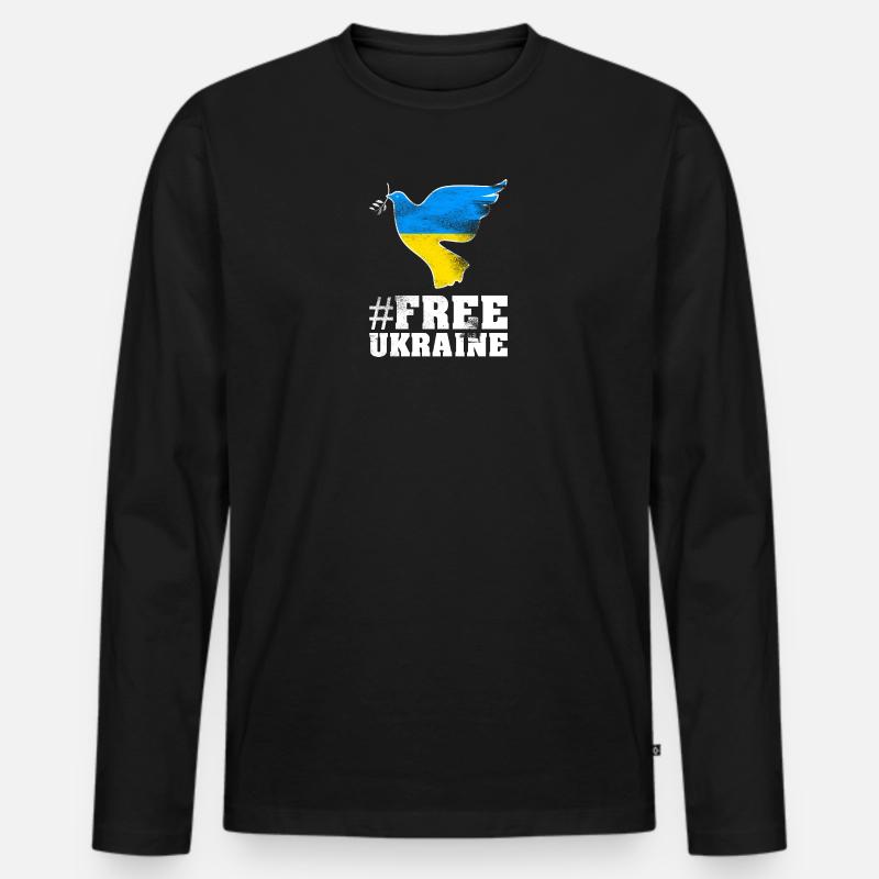 Ukraine - Männer Premium Bio Langarmshirt - Schwarz