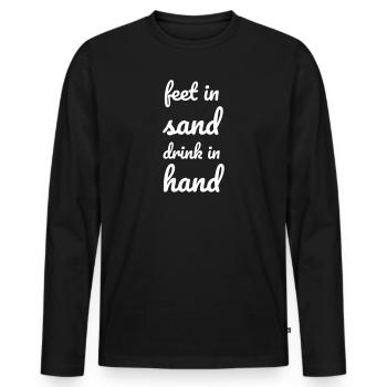 Les pieds dans le sable, le bord à la main ! - T-shirt manches longues Premium bio Homme - noir - Devant - Nico (187cm)