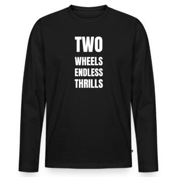 Deux roues, des sensations sans fin - T-shirt manches longues Premium bio Homme - noir - Devant - Nico (187cm)