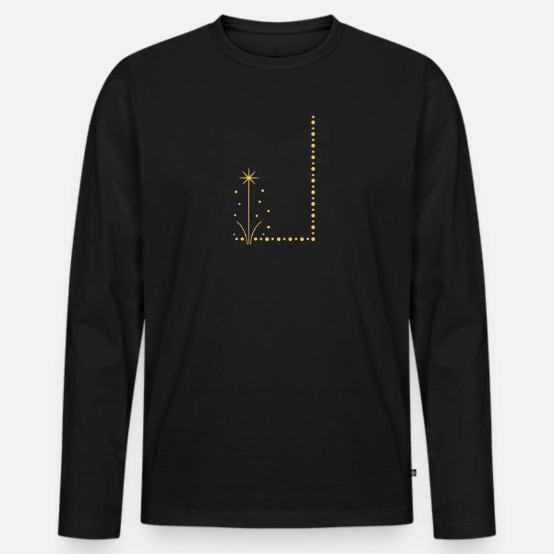 Goldene Sternpflanze am Rand - Männer Premium Bio Langarmshirt - Schwarz