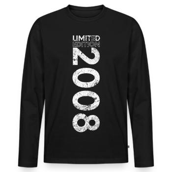 Limited Edition 2008 18th Birthday Gift - Men's Premium Organic Long Sleeve Shirt - black - Front - Nico (187cm)