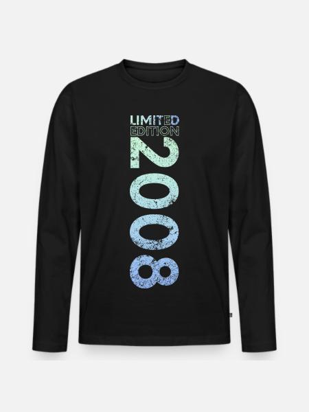 Limited Edition 2008 18th Birthday Gift - Men's Premium Organic Long Sleeve Shirt - black