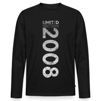 Limited Edition 2008 18th Birthday Gift - Men's Premium Organic Long Sleeve Shirt - black - Front - Nico (187cm)