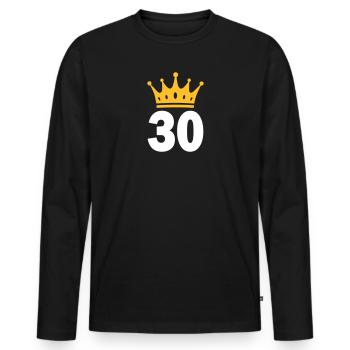 30 Krone 30th birthday 30 years - Men's Premium Organic Long Sleeve Shirt - black - Front - Nico (187cm)