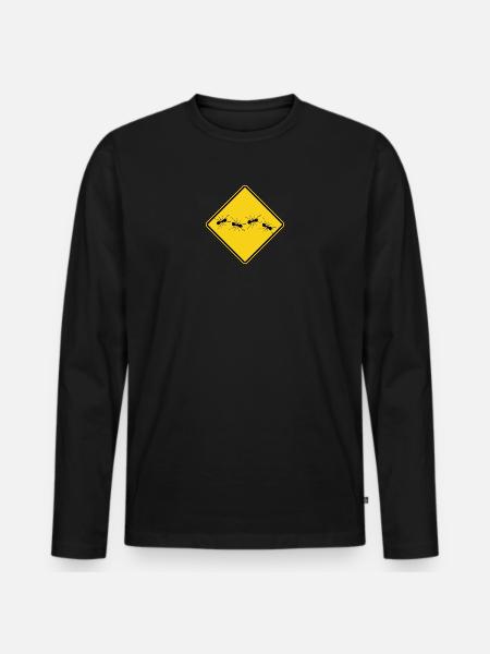 Ants warning sign - Men's Premium Organic Long Sleeve Shirt - black
