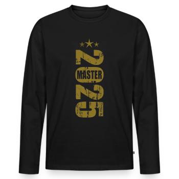 Master 2025 Vintage - Männer Premium Bio Langarmshirt - Schwarz - Vorne - Nico (187cm)