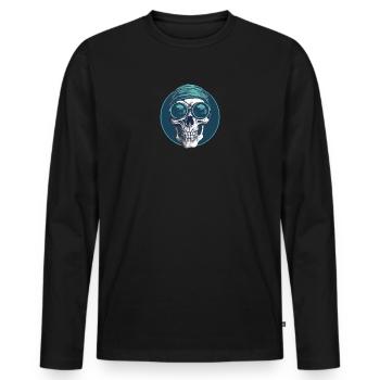 Skull with sunglasses, skull, skeleton - Men's Premium Organic Long Sleeve Shirt - black - Front - Nico (187cm)