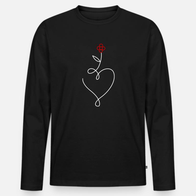 Blume Herz - Männer Premium Bio Langarmshirt - Schwarz