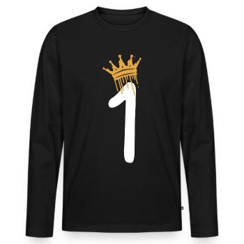 1 - Men's Premium Organic Long Sleeve Shirt - black - Front - Nico (187cm)