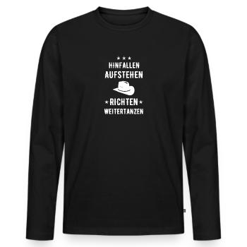 Linedance TShirt Spruch Geschenk - Männer Premium Bio Langarmshirt - Schwarz - Vorne - Nico (187cm)