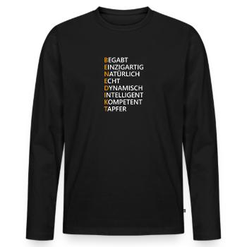 Benedikt Name Geschenk - Männer Premium Bio Langarmshirt - Schwarz - Vorne - Nico (187cm)