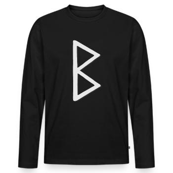 Futhark Runic Alphabet Berkana - Men's Premium Organic Long Sleeve Shirt - black - Front - Nico (187cm)