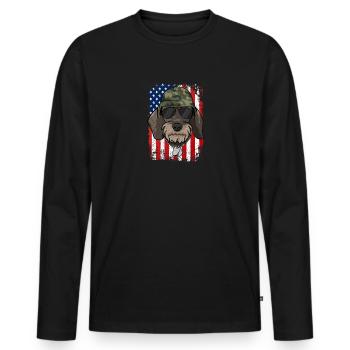 Rough-haired dachshund - Men's Premium Organic Long Sleeve Shirt - black - Front - Nico (187cm)