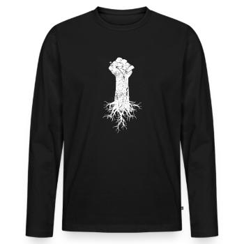 La résistance - T-shirt manches longues Premium bio Homme - noir - Devant - Nico (187cm)