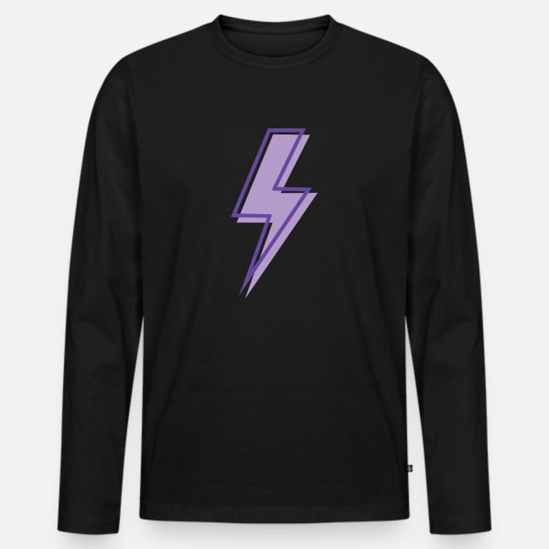 Fulmine viola - Maglia a manica lunga ecologica premium da uomo - nero