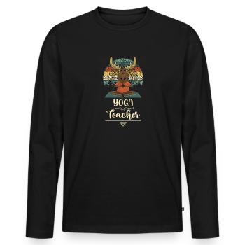 Professeur de Yoga Cadeau Namaste Méditation Vintage - T-shirt manches longues Premium bio Homme - noir - Devant - Nico (187cm)